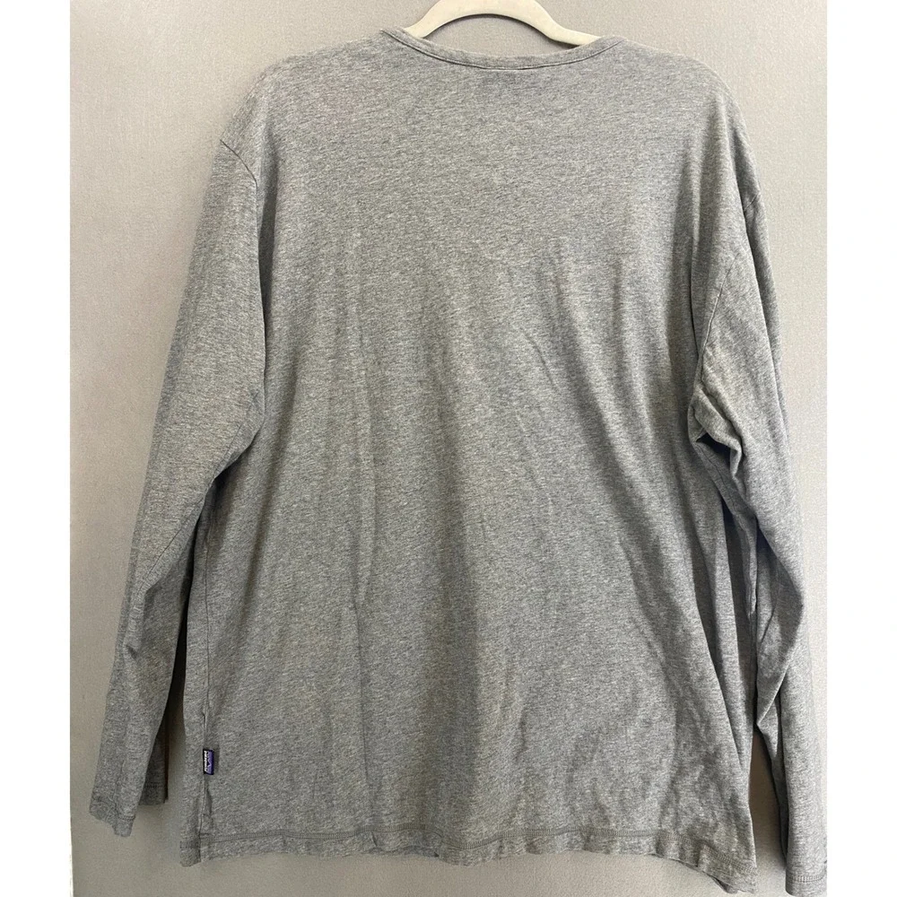 Patagonia‎ Mens XXL Organic Cotton Long Sleeve Henley Shirt Heather Grey Casual